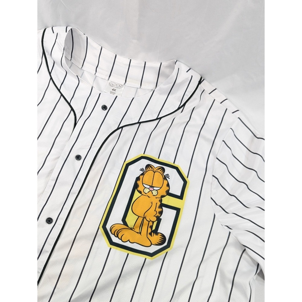 Vtg Garfield Cat Baseball Style Button Up Shirt Jersey‎ KIND OF A BIG DEAL 4XL
